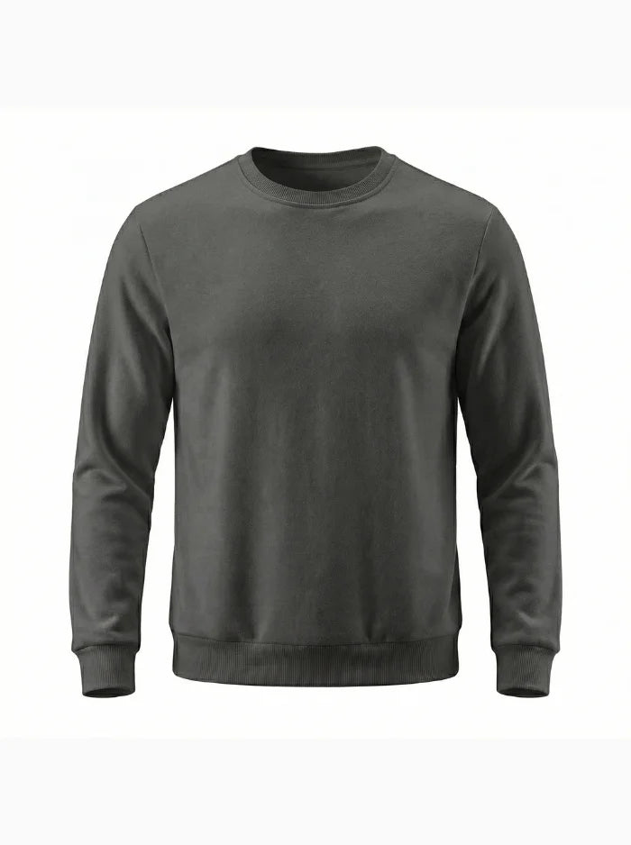 Mens Fleece Crewneck Sweatshirt Warm Casual Pullover-Men's Sweater-CAMOUFIT-Black-XS-Camoufit