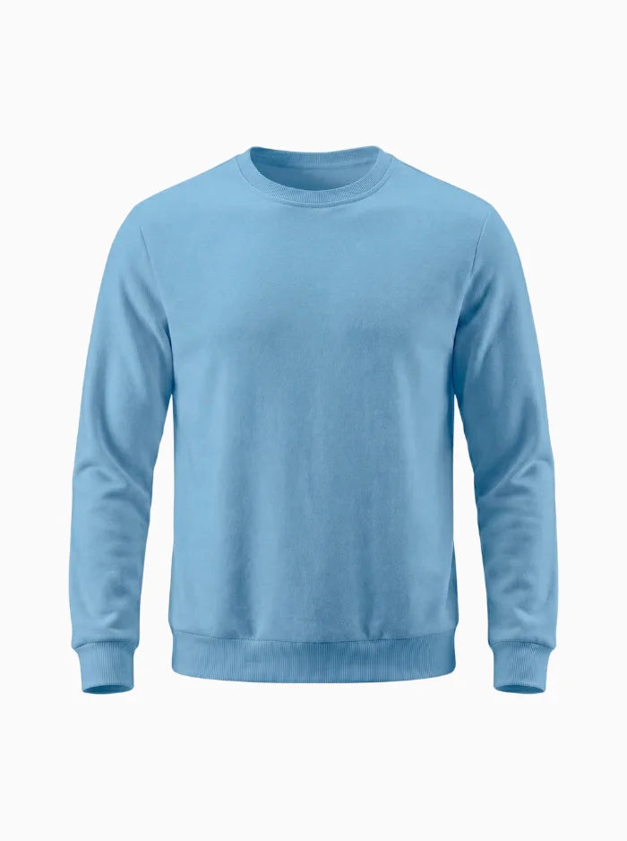 Mens Fleece Crewneck Sweatshirt Warm Casual Pullover-Men's Sweater-CAMOUFIT-Grey Blue-XS-Camoufit