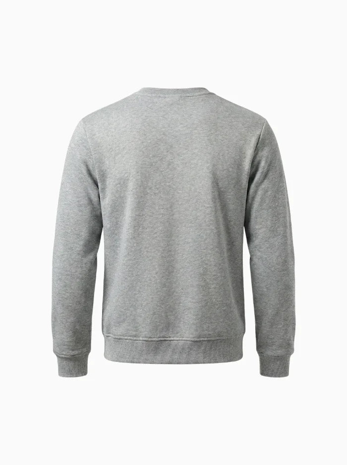 Mens Fleece Lined Crewneck Sweatshirt Warm Casual Pullover-Men's Sweater-CAMOUFIT-Light Grey-XS-Camoufit