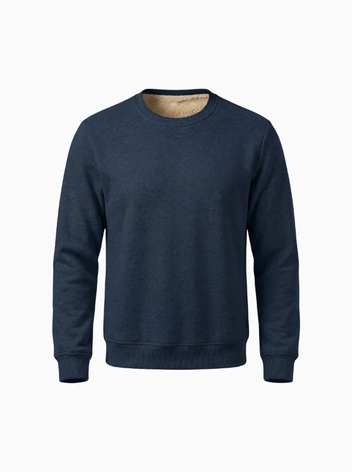 Mens Fleece Lined Crewneck Sweatshirt Warm Casual Pullover-Men's Sweater-CAMOUFIT-Navy-XS-Camoufit
