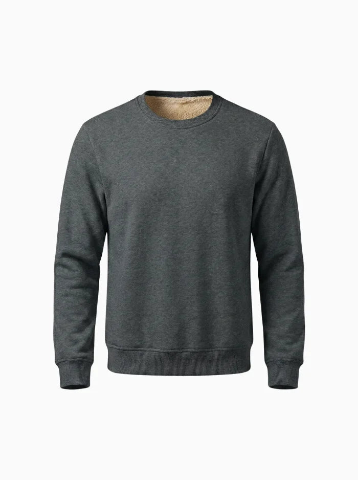 Mens Fleece Lined Crewneck Sweatshirt Warm Casual Pullover-Men's Sweater-CAMOUFIT-Dark Grey-XS-Camoufit