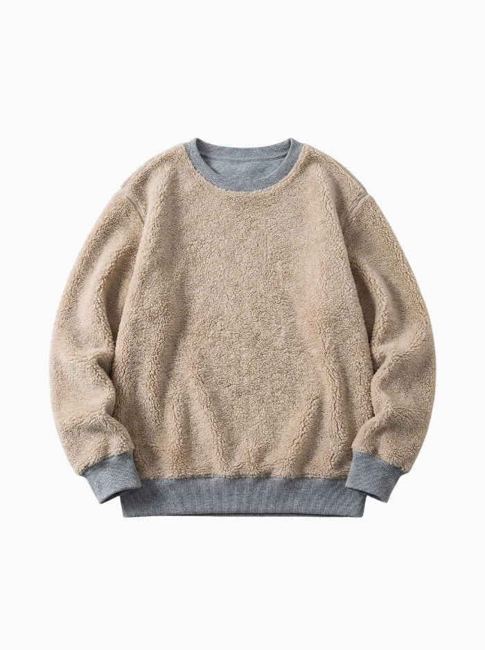 Mens Fleece Lined Crewneck Sweatshirt Warm Casual Pullover-Men's Sweater-CAMOUFIT-Light Grey-XS-Camoufit