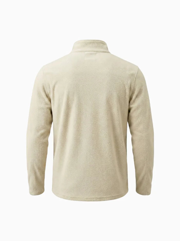 Mens Polar Fleece Quarter Zip Pullover Warm Winter Sweatshirt-Men's Quarter-zip Sweater-CAMOUFIT-Beige-S-Camoufit