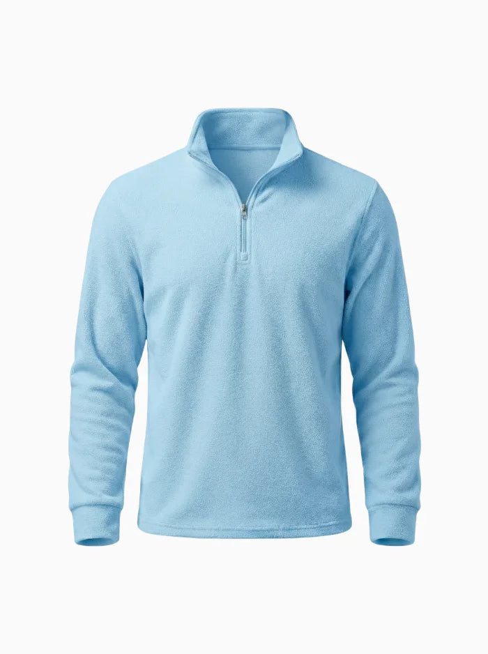 Mens Polar Fleece Quarter Zip Pullover Warm Winter Sweatshirt-Men's Quarter-zip Sweater-CAMOUFIT-Water Blue-S-Camoufit