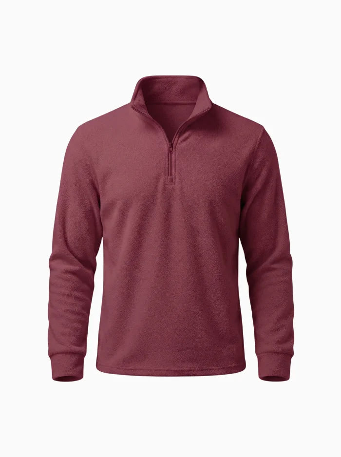 Mens Polar Fleece Quarter Zip Pullover Warm Winter Sweatshirt-Men's Quarter-zip Sweater-CAMOUFIT-Wine Red-S-Camoufit
