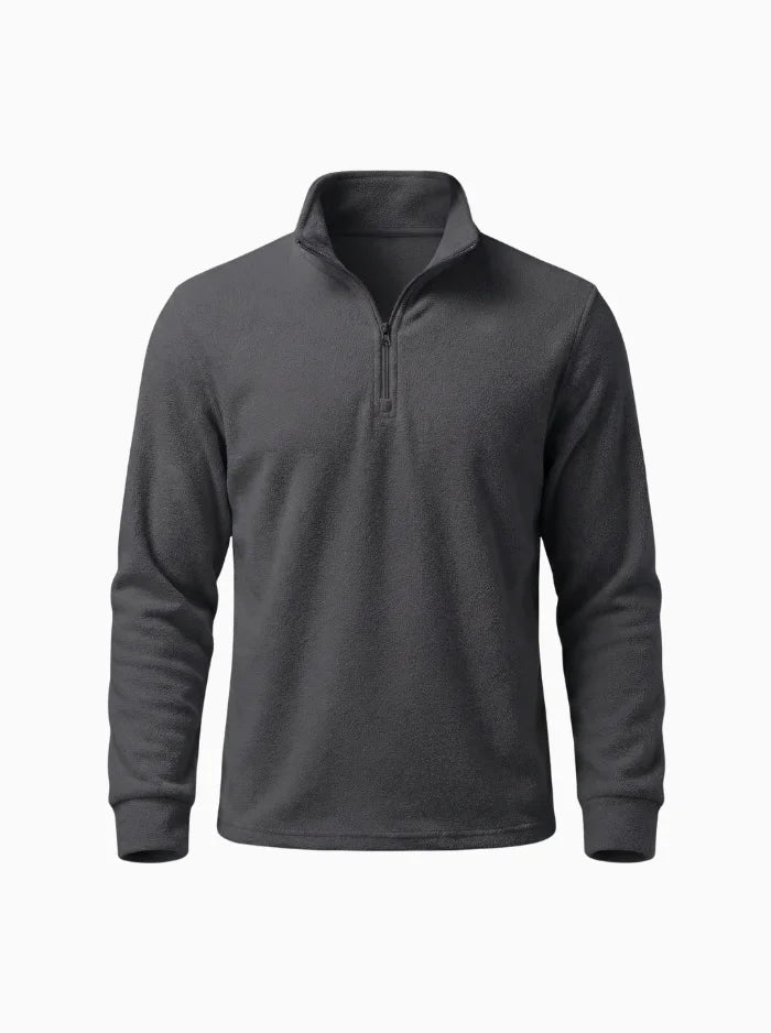Mens Polar Fleece Quarter Zip Pullover Warm Winter Sweatshirt-Men's Quarter-zip Sweater-CAMOUFIT-Black-S-Camoufit