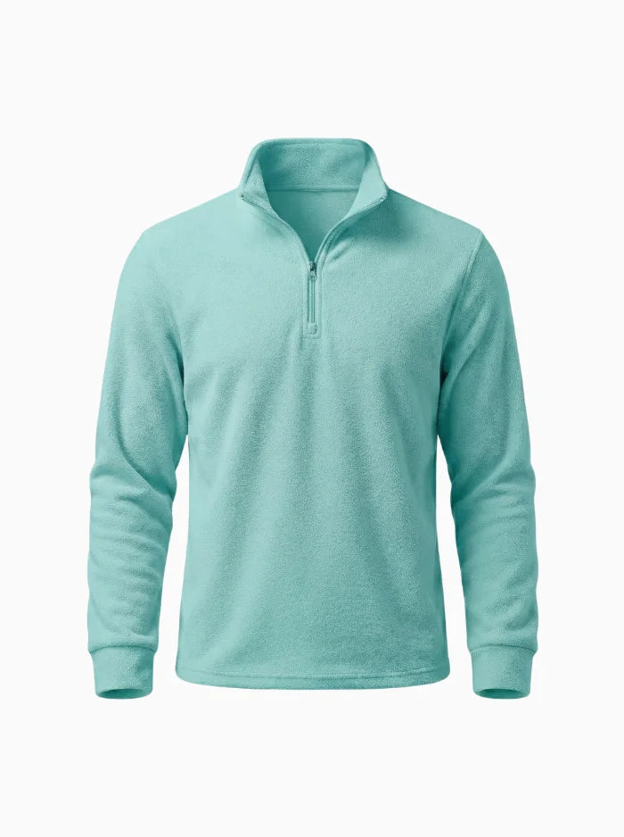 Mens Polar Fleece Quarter Zip Pullover Warm Winter Sweatshirt-Men's Quarter-zip Sweater-CAMOUFIT-Grey Green-S-Camoufit