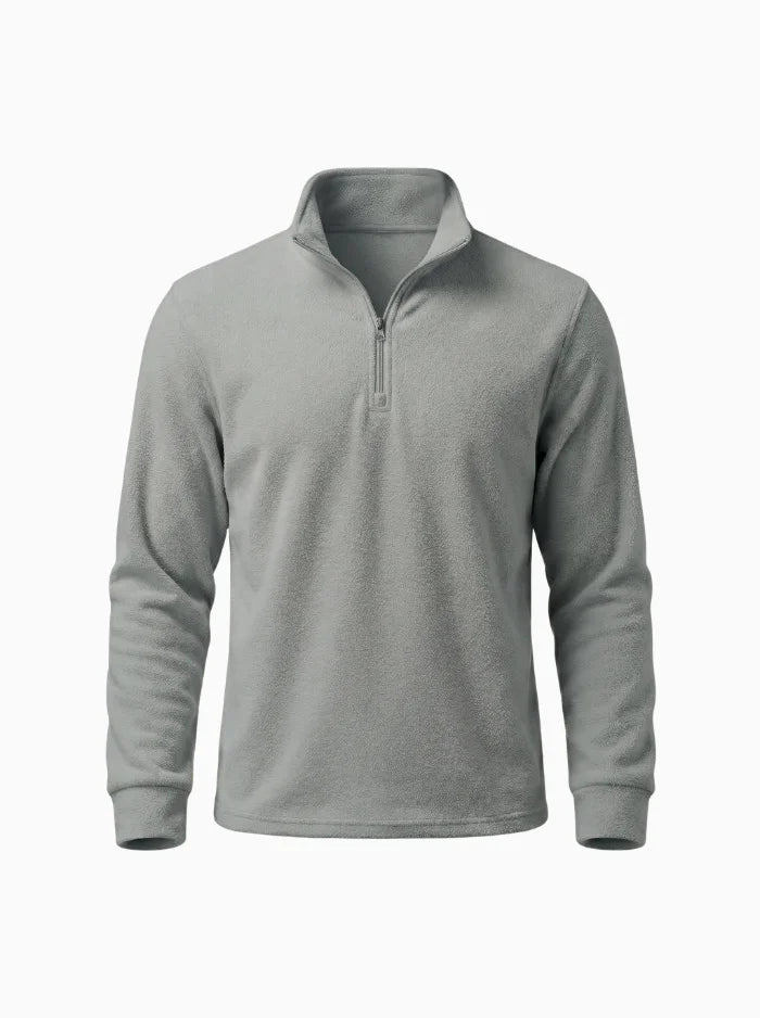 Mens Polar Fleece Quarter Zip Pullover Warm Winter Sweatshirt-Men's Quarter-zip Sweater-CAMOUFIT-Light Grey-S-Camoufit