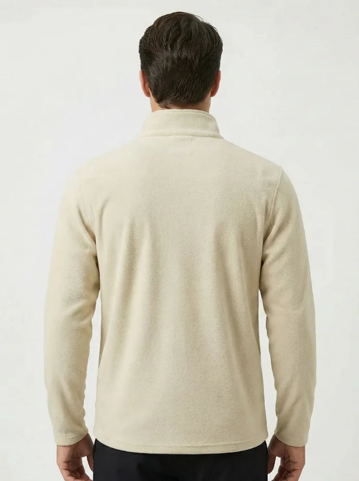 Mens Polar Fleece Quarter Zip Pullover Warm Winter Sweatshirt-Men's Quarter-zip Sweater-CAMOUFIT-Beige-S-Camoufit