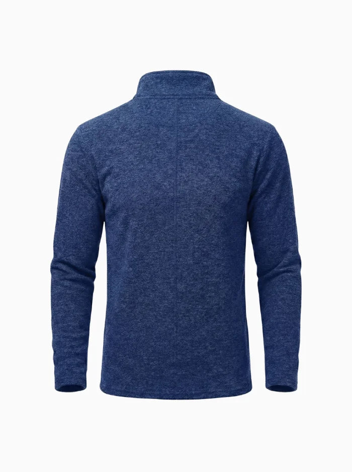 Mens Quarter Zip Pullover Sweatshirt Warm Fleece Long Sleeve-Men's Quarter-zip Sweater-CAMOUFIT-Dark Blue-XS-Camoufit