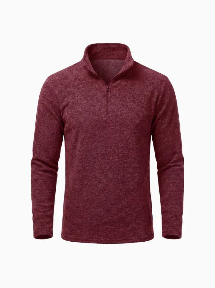 Mens Quarter Zip Pullover Sweatshirt Warm Fleece Long Sleeve-Men's Quarter-zip Sweater-CAMOUFIT-Wine-XS-Camoufit