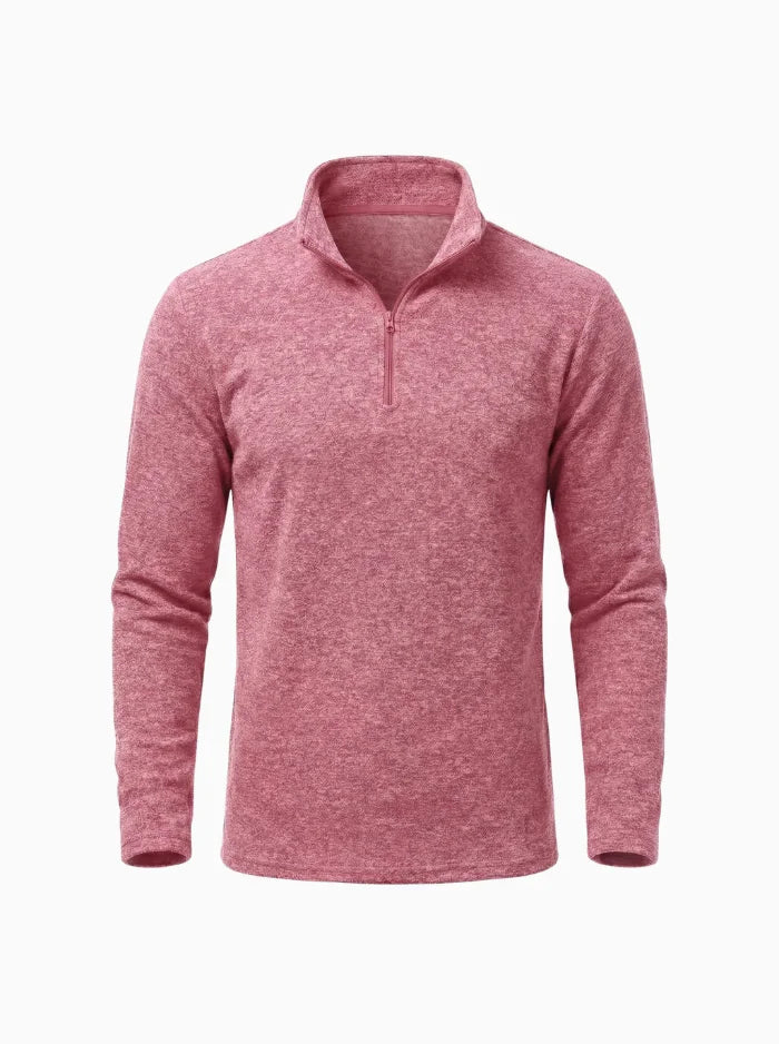 Mens Quarter Zip Pullover Sweatshirt Warm Fleece Long Sleeve-Men's Quarter-zip Sweater-CAMOUFIT-Pink-XS-Camoufit