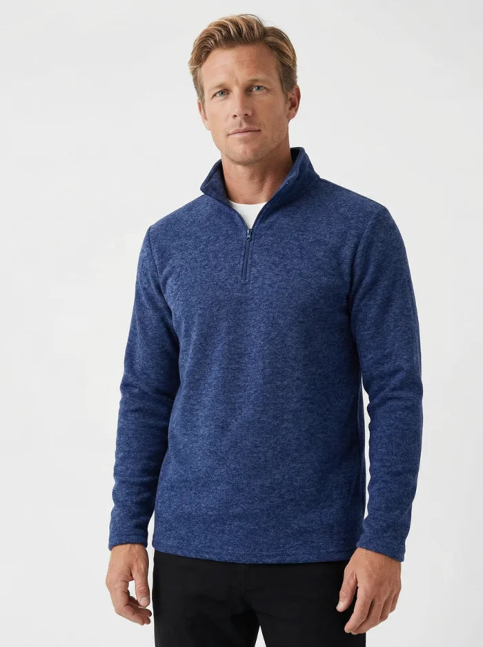 Mens Quarter Zip Pullover Sweatshirt Warm Fleece Long Sleeve-Men's Quarter-zip Sweater-CAMOUFIT-Dark Blue-XS-Camoufit