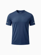Mens UPF 50+ Workout T Shirt Quick Dry Stretch Short Sleeve-Men's T-shirt-CAMOUFIT-Navy-S-Camoufit