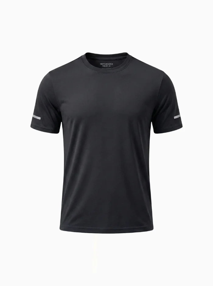 Mens UPF 50+ Workout T Shirt Quick Dry Stretch Short Sleeve-Men's T-shirt-CAMOUFIT-Black-S-Camoufit