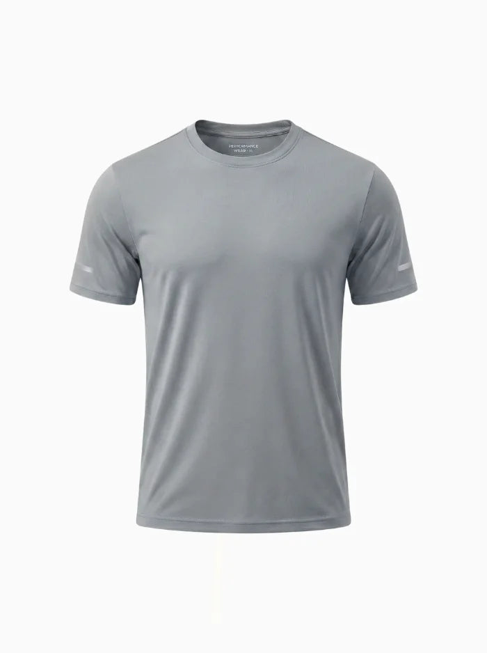 Mens UPF 50+ Workout T Shirt Quick Dry Stretch Short Sleeve-Men's T-shirt-CAMOUFIT-Light Grey-S-Camoufit