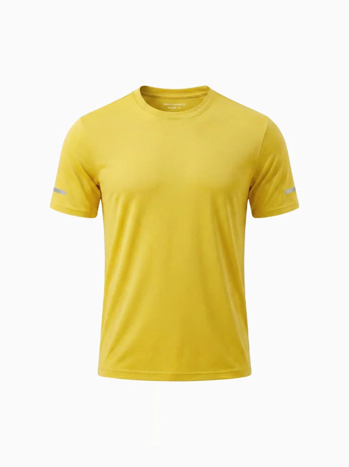 Mens UPF 50+ Workout T Shirt Quick Dry Stretch Short Sleeve-Men's T-shirt-CAMOUFIT-Yellow-S-Camoufit