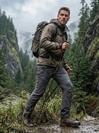 Mens Waterproof Hiking Pants Fleece Lined Outdoor Trousers-Tactical Pants-CAMOUFIT-Green-S-Camoufit