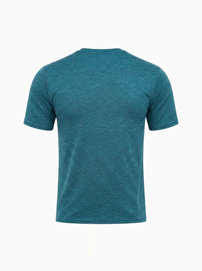 Mens Workout T Shirt Quick Dry Breathable Short Sleeve-Men's T-shirt-CAMOUFIT-Peacock Blue-XS-Camoufit