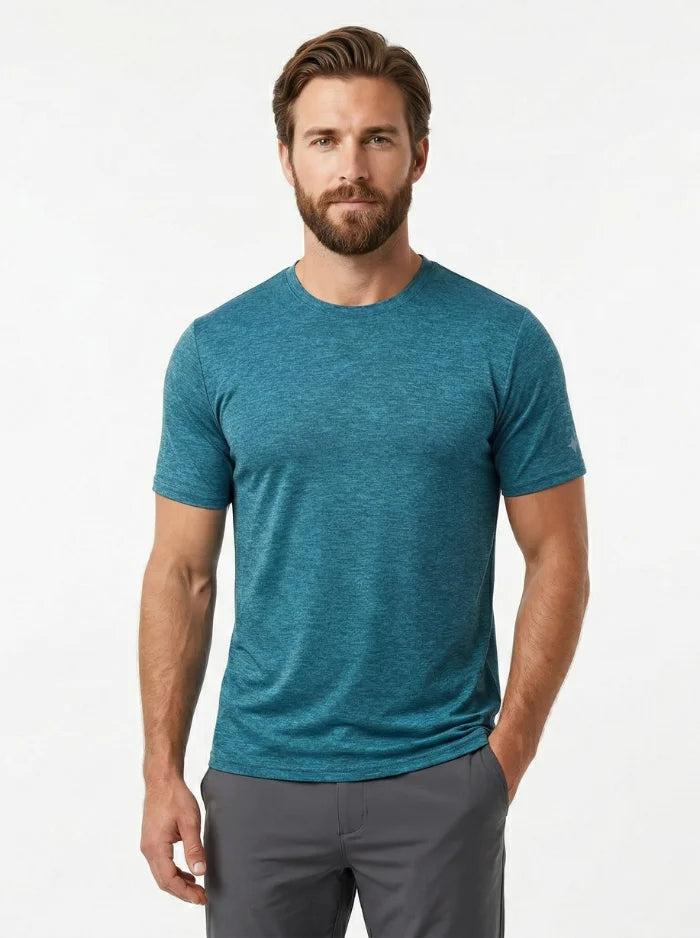 Mens Workout T Shirt Quick Dry Breathable Short Sleeve-Men's T-shirt-CAMOUFIT-Peacock Blue-XS-Camoufit