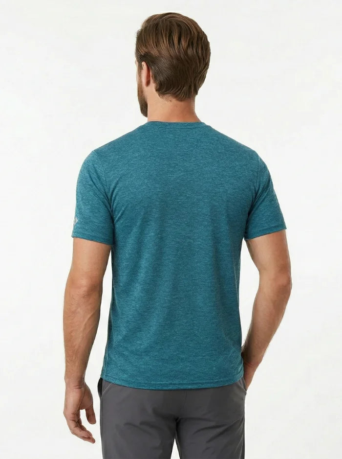 Mens Workout T Shirt Quick Dry Breathable Short Sleeve-Men's T-shirt-CAMOUFIT-Peacock Blue-XS-Camoufit