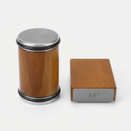 Compact manual roller knife sharpener with wooden body and 15° fixed-angle base