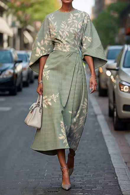 Roséa | Floral Dress for Women – Elegant Flowy Comfort Fit-Dresses-Green-XS-Camoufit