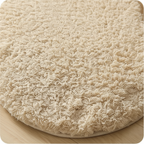Light brown microfiber bath mat close-up showing dense plush looped pile