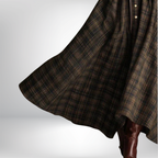 Lunaria | Belted Shirt Dress for Women – Plaid Button-Front Relaxed Fit-Dresses-Brown-S-Camoufit