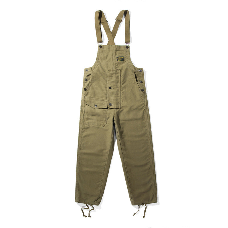 Moleskin Overalls with Cinch Cord-Jumpsuits & Overalls-Army Green-XS(Jeans 26)-CAMOUFIT