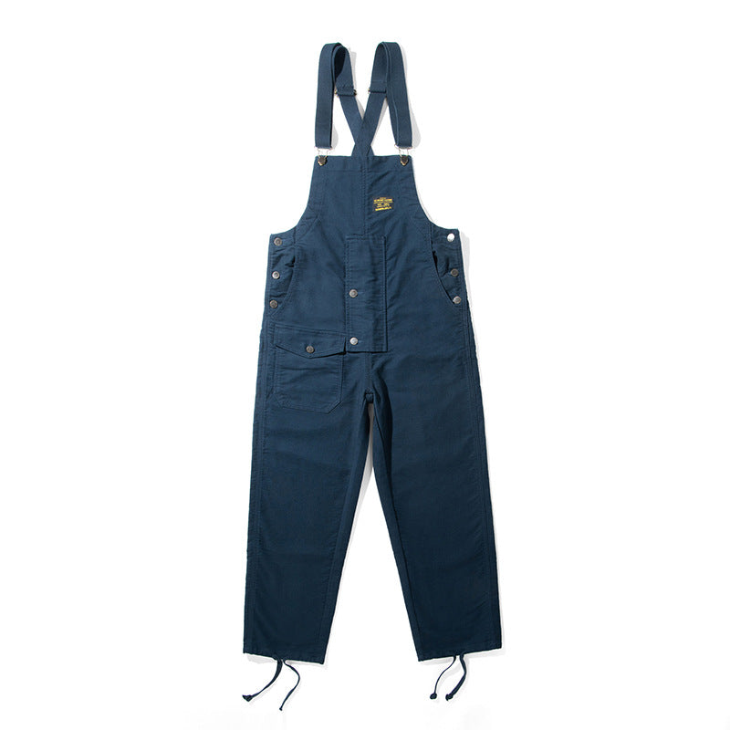 Moleskin Overalls with Cinch Cord-Jumpsuits & Overalls-Dark Blue-XS(Jeans 26)-CAMOUFIT