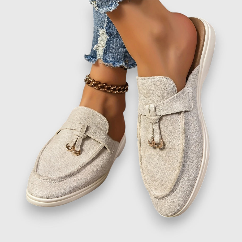 Celoura | Women's Half Loafers – Flat Slip On Comfort Fit-Women's Loafers-Cream-5-