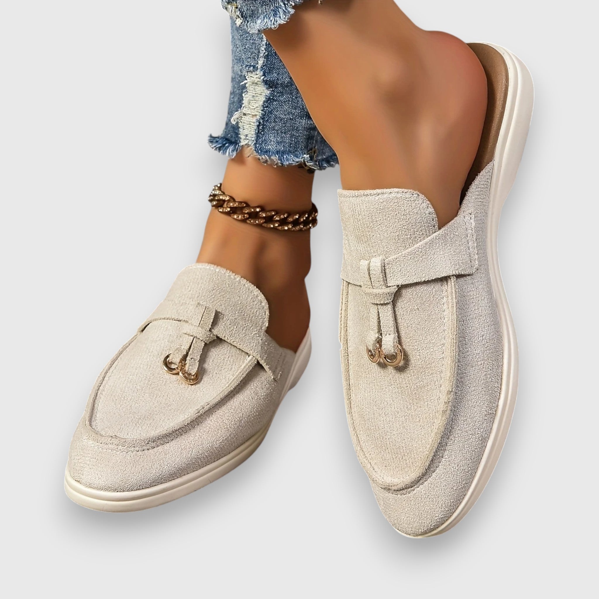 Celoura | Women's Half Loafers – Flat Slip On Comfort Fit-Women's Loafers-Cream-5-