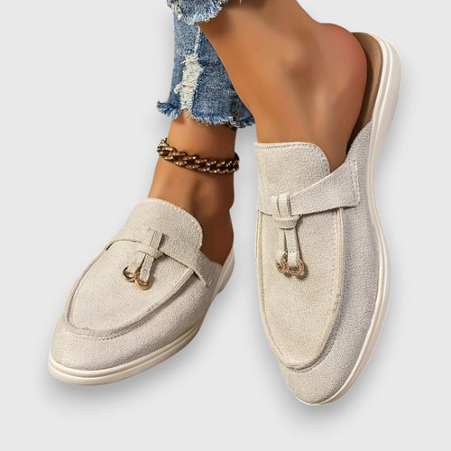 Celoura | Women's Half Loafers – Flat Slip On Comfort Fit-Women's Loafers-Cream-5-