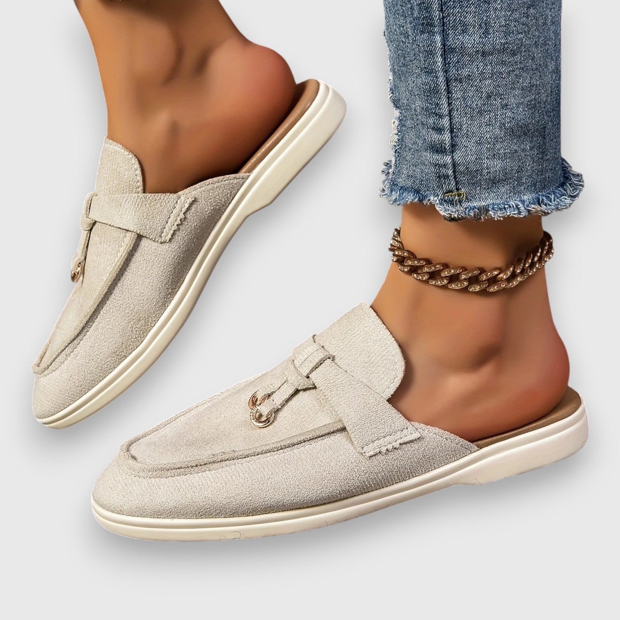 Celoura | Women's Half Loafers – Flat Slip On Comfort Fit-Women's Loafers-Cream-5-