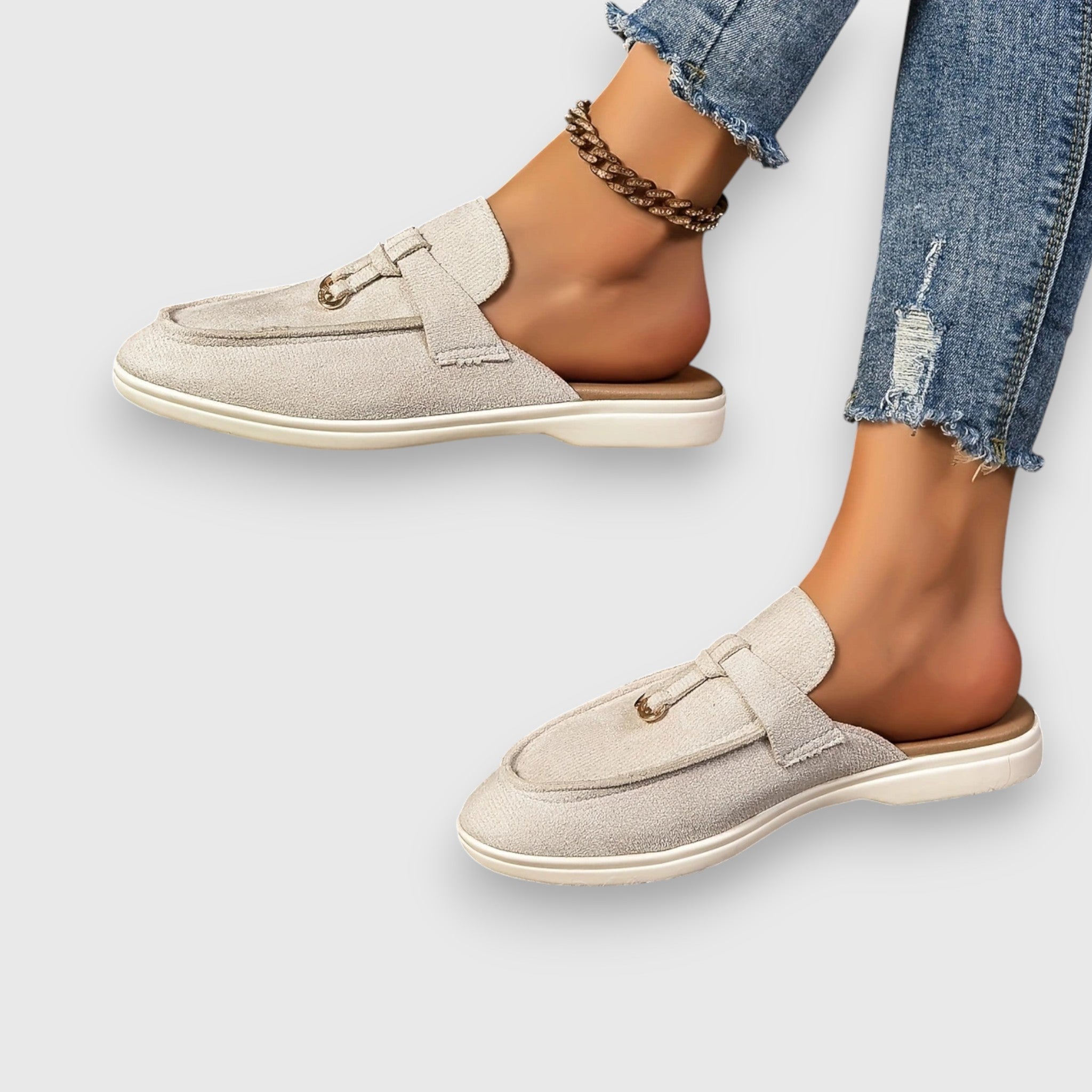 Celoura | Women's Half Loafers – Flat Slip On Comfort Fit-Women's Loafers-Cream-5-
