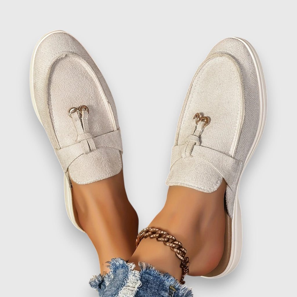 Celoura | Women's Half Loafers – Flat Slip On Comfort Fit-Women's Loafers-Cream-5-