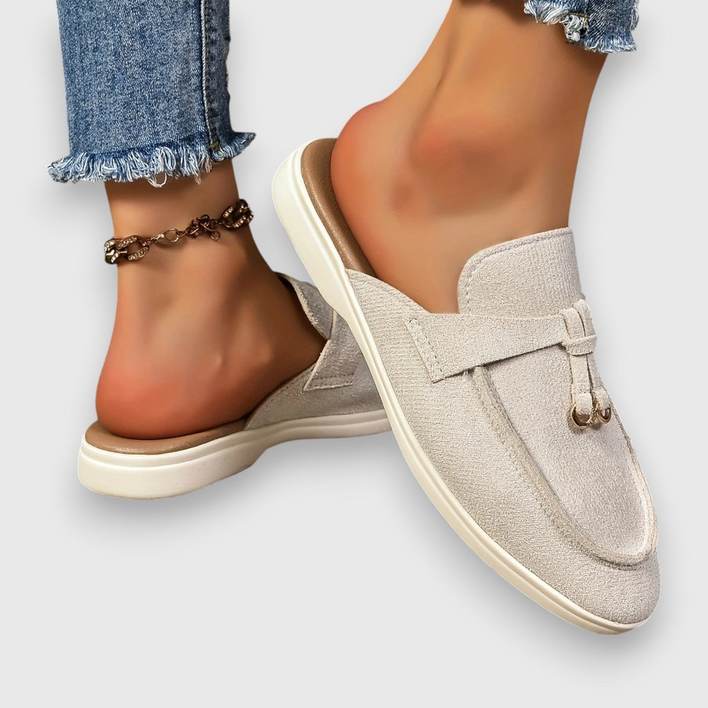 Celoura | Women's Half Loafers – Flat Slip On Comfort Fit-Women's Loafers-Cream-5-