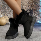Bellune | Bow Snow Boots for Women – Faux Fur Winter Comfort Fit-Women's Ankle Boots-White-5-Camoufit