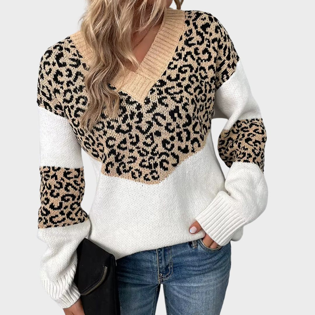 Solis | Women's Contrast Colorblock Sweater - Long Sleeve Knit Pullover with Panels