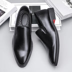 Men's Genuine Leather Loafers – Cushioned Slip On Comfort Fit-Men's Loafers-Black-5-