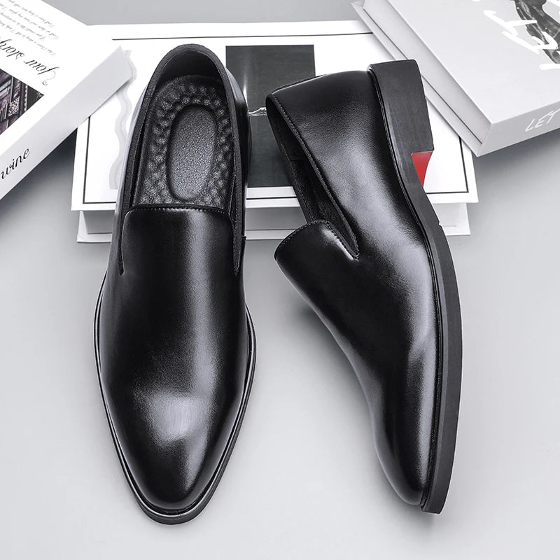 Men's Genuine Leather Loafers – Cushioned Slip On Comfort Fit-Men's Loafers-Black-5-