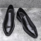 Men's Genuine Leather Loafers – Cushioned Slip On Comfort Fit-Men's Loafers-Black-5-