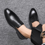 Men's Genuine Leather Loafers – Cushioned Slip On Comfort Fit-Men's Loafers-Black-5-