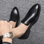 Men's Genuine Leather Loafers – Cushioned Slip On Comfort Fit-Men's Loafers-Black-5-
