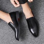 Men's Genuine Leather Loafers – Cushioned Slip On Comfort Fit-Men's Loafers-Black-5-