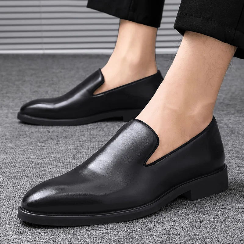 Men's Genuine Leather Loafers – Cushioned Slip On Comfort Fit-Men's Loafers-Black-5-