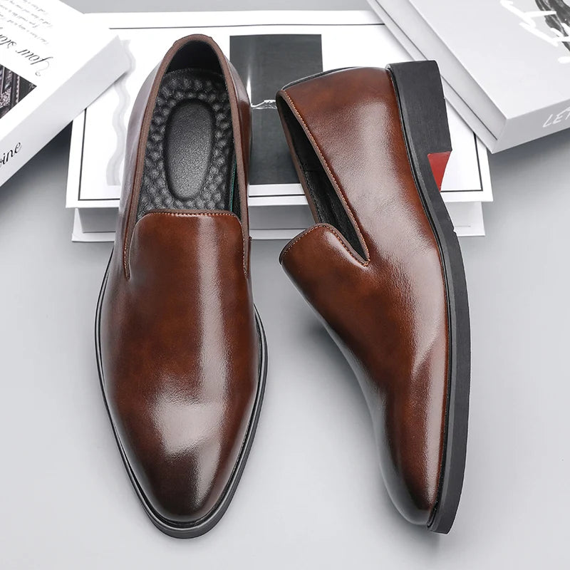Men's Genuine Leather Loafers – Cushioned Slip On Comfort Fit-Men's Loafers-Brown-5-