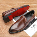 Men's Genuine Leather Loafers – Cushioned Slip On Comfort Fit-Men's Loafers-Black-5-