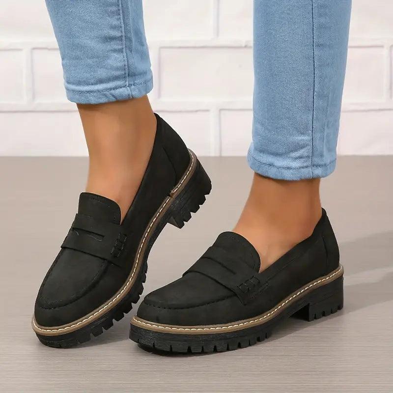 Alviera | Women's Orthopedic Loafers – Cushioned Slip On Comfort Fit-Women's Loafers-Black-4-